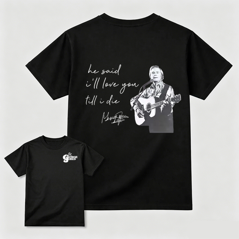 Vintage Country Music Lyric Graphic Tee, Double Sided Print Casual Fan T‑Shirt