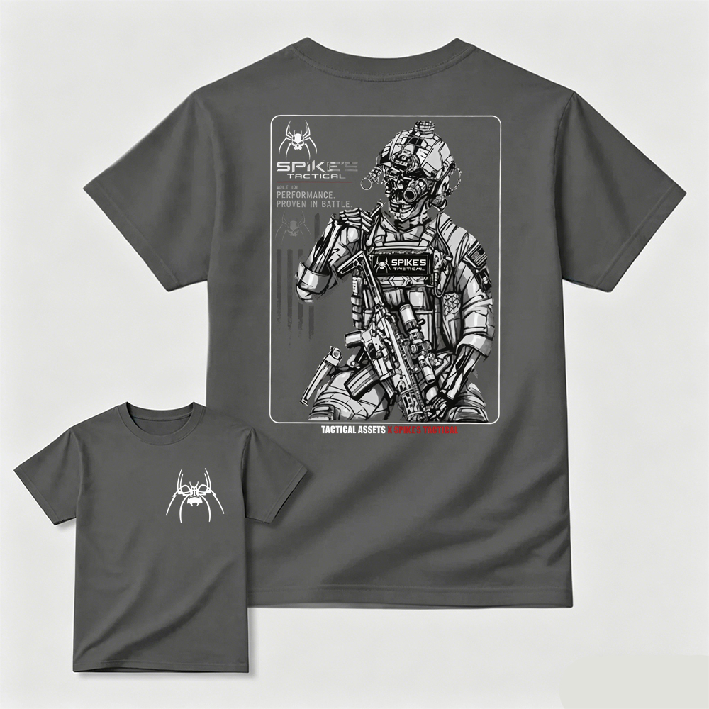 Tactical Skeleton Soldier Graphic T-Shirt Skull Military Rifle Design Tee For Tactical Fans