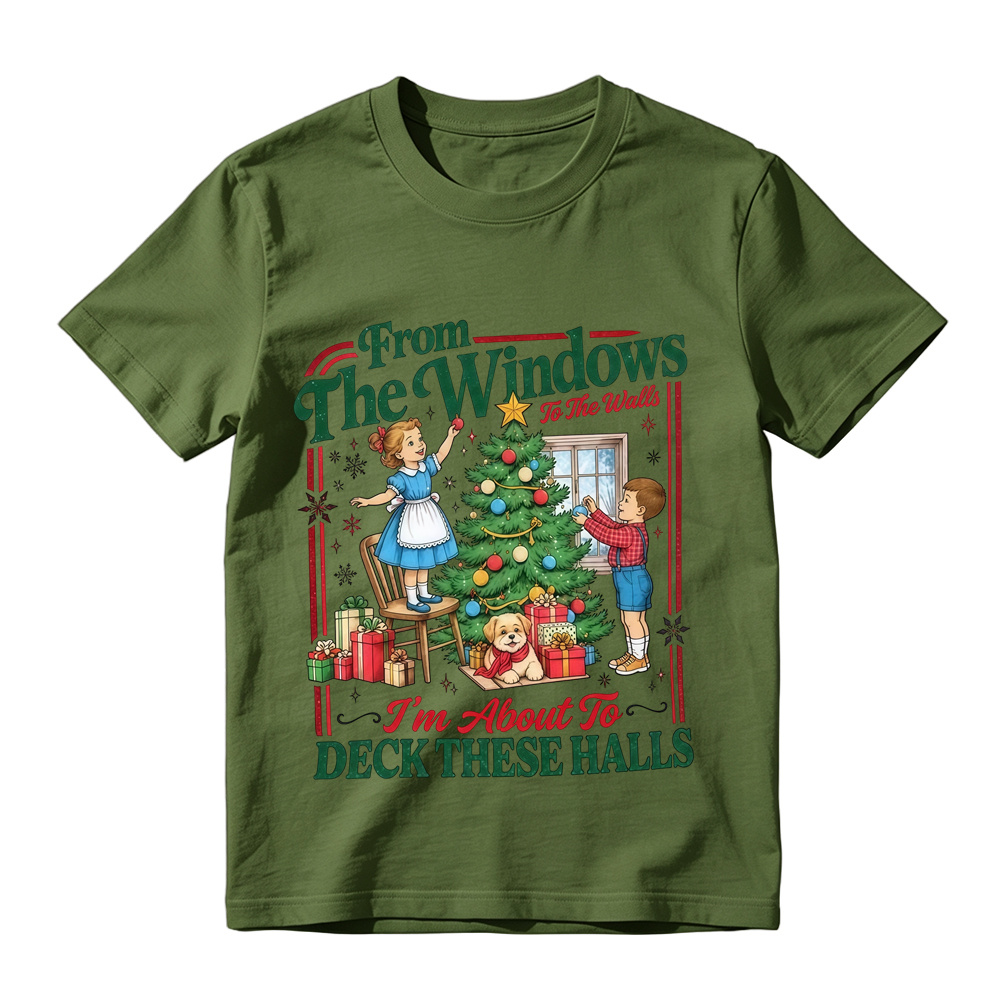 Unisex Retro Christmas Tree Graphic Short Sleeve Tee Holiday Xmas T-Shirt
