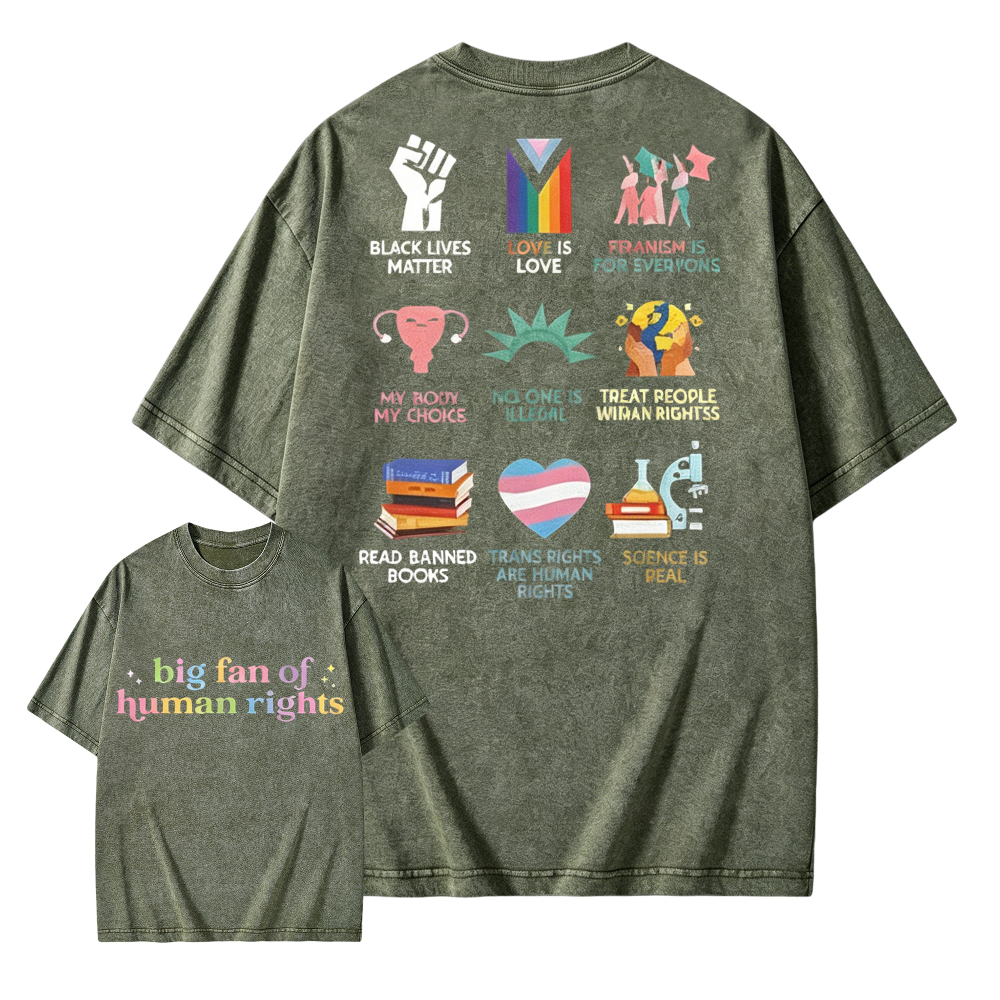 Big Fan of Human Rights Oversized Graphic Tee | Equality Progressive Activist Social Justice Shirt