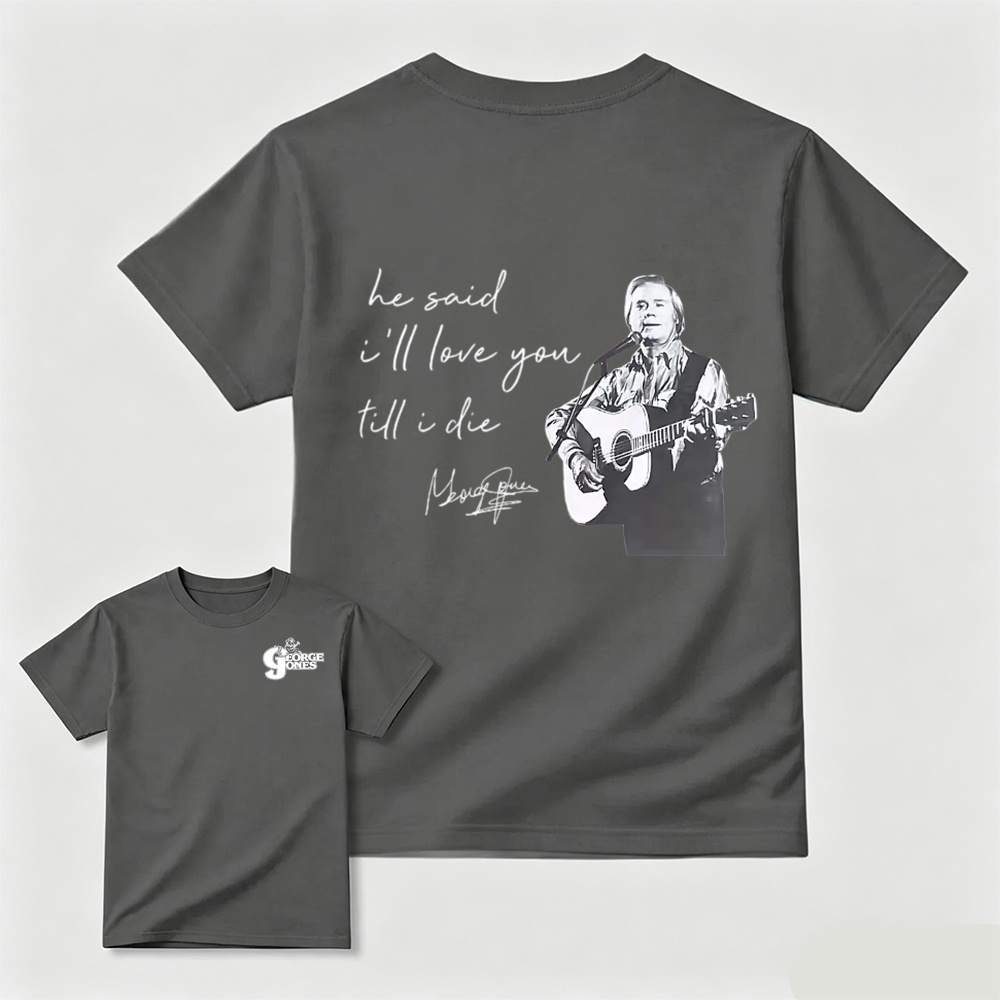 Vintage Country Music Lyric Graphic Tee, Double Sided Print Casual Fan T‑Shirt