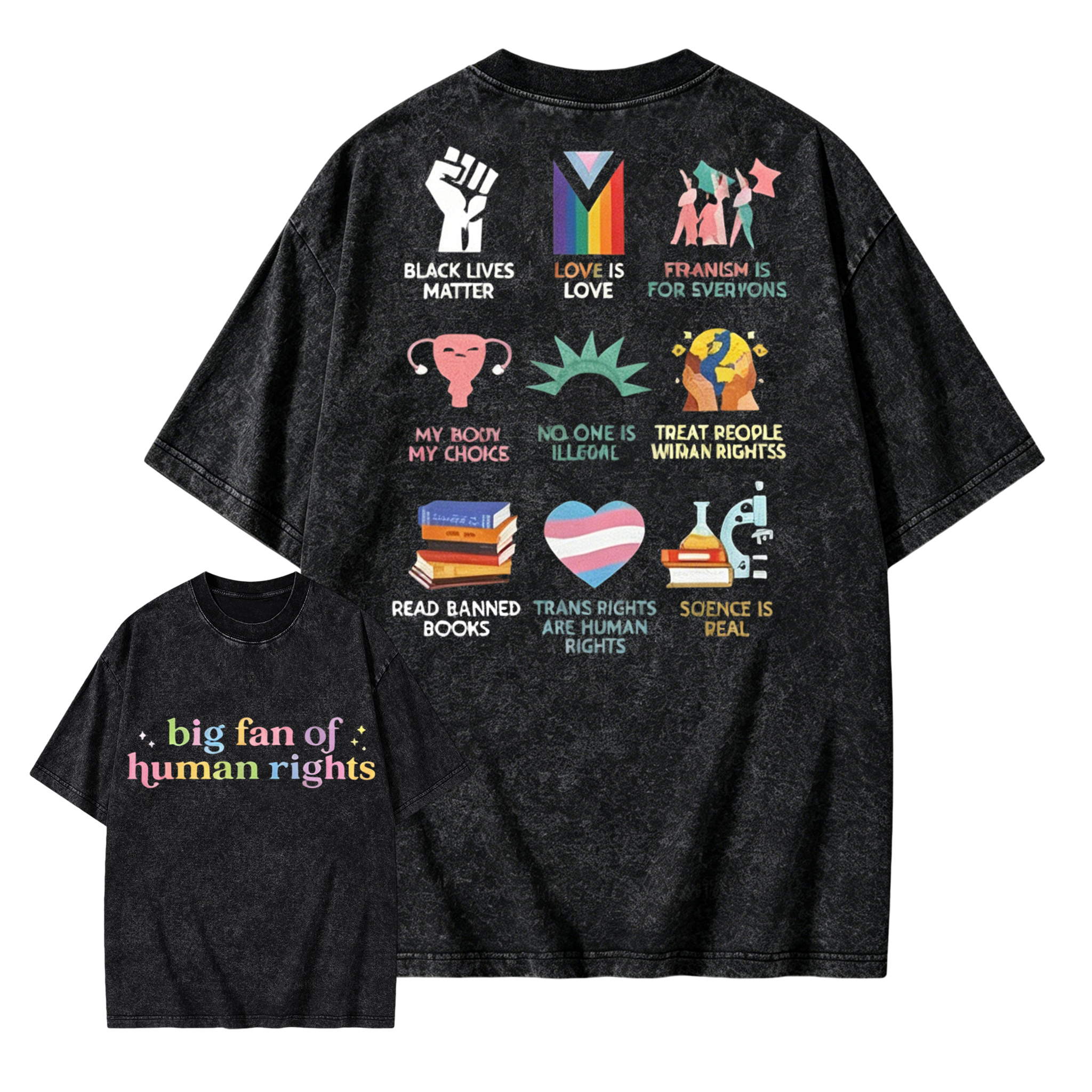 Big Fan of Human Rights Oversized Graphic Tee | Equality Progressive Activist Social Justice Shirt