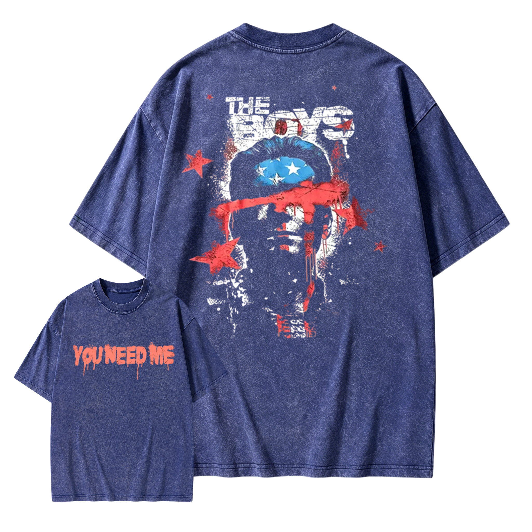 The Boys Homelander You Need Me Double Sided Vintage Washed T-Shirt