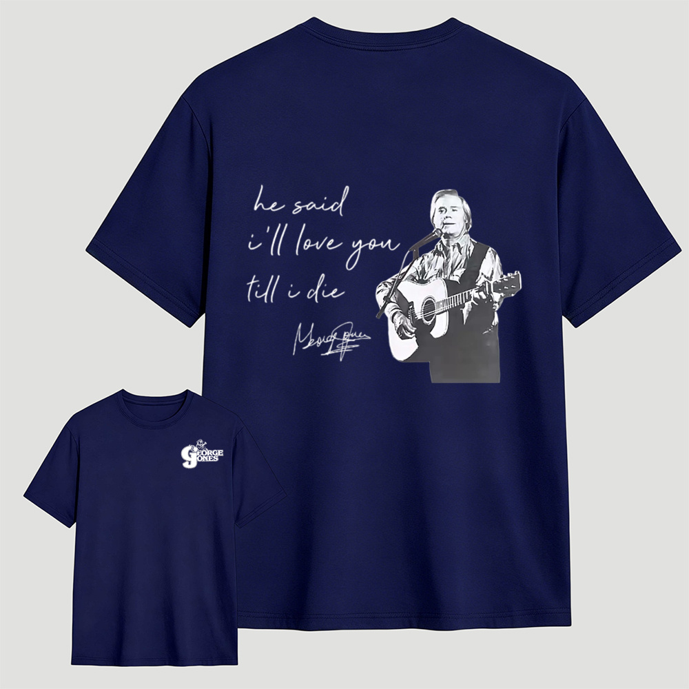 Vintage Country Music Lyric Graphic Tee, Double Sided Print Casual Fan T‑Shirt