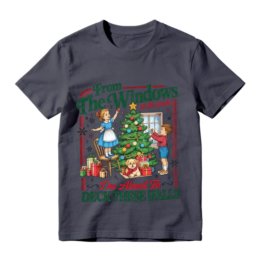 Unisex Retro Christmas Tree Graphic Short Sleeve Tee Holiday Xmas T-Shirt