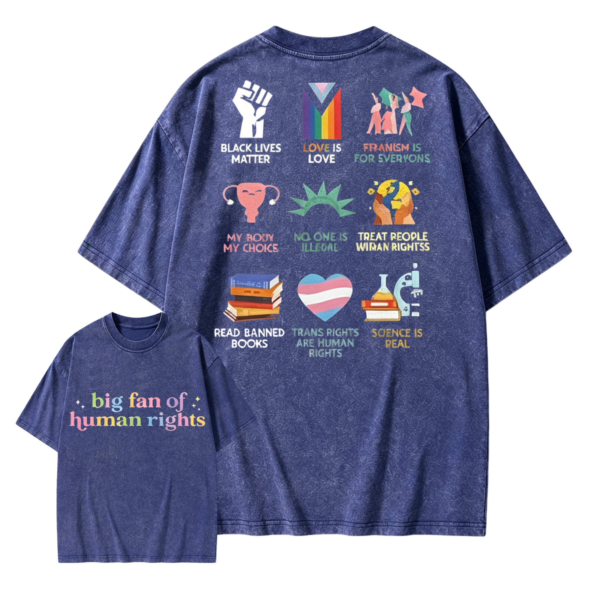 Big Fan of Human Rights Oversized Graphic Tee | Equality Progressive Activist Social Justice Shirt