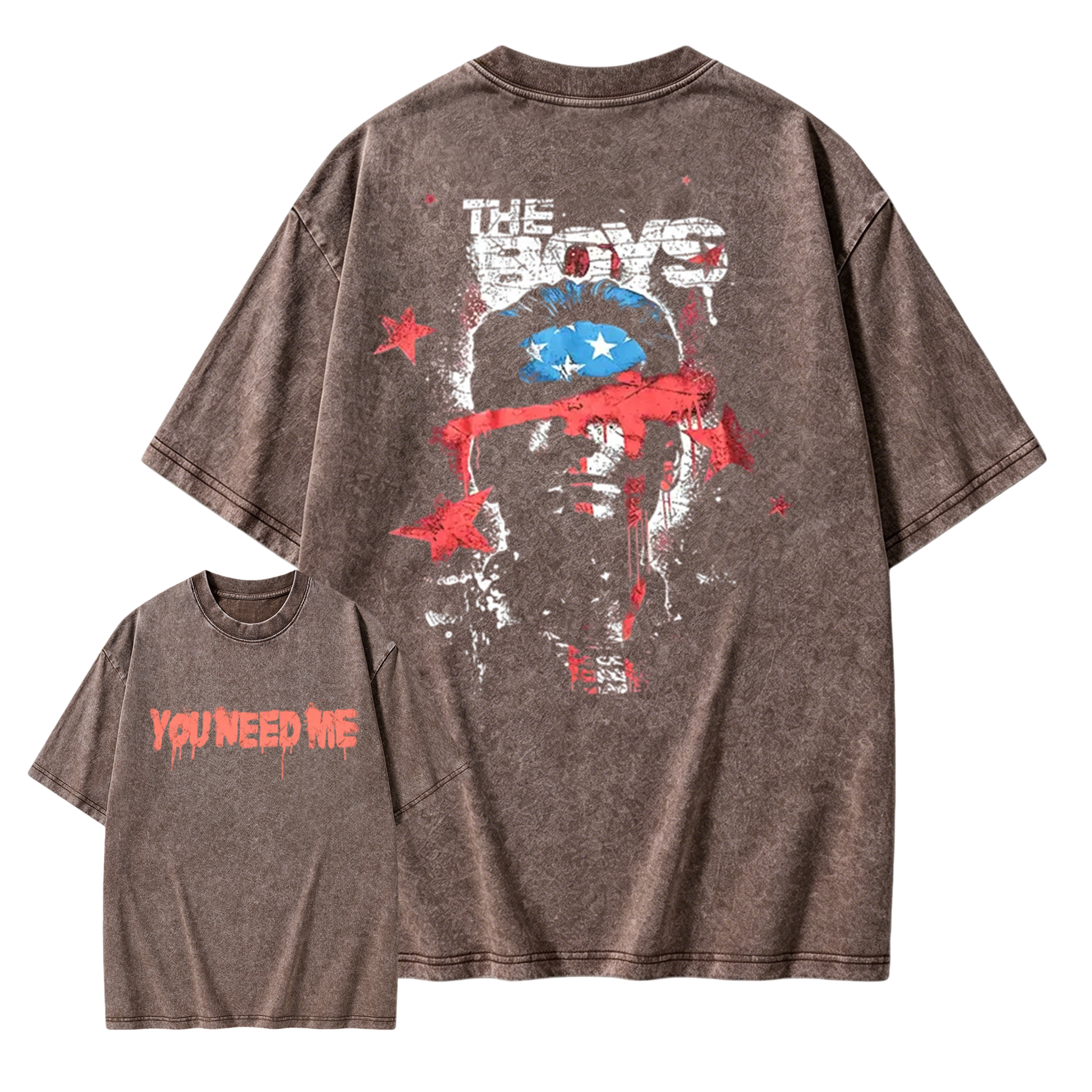 The Boys Homelander You Need Me Double Sided Vintage Washed T-Shirt