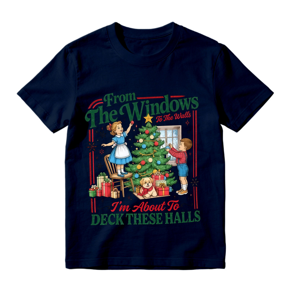 Unisex Retro Christmas Tree Graphic Short Sleeve Tee Holiday Xmas T-Shirt