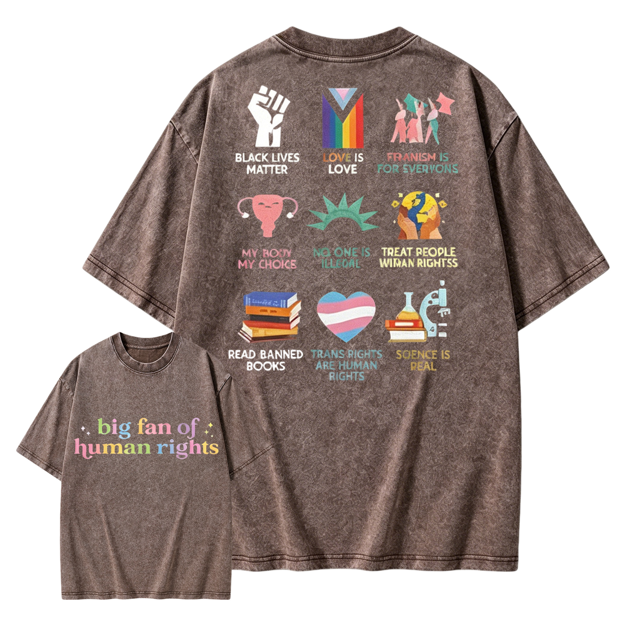 Big Fan of Human Rights Oversized Graphic Tee | Equality Progressive Activist Social Justice Shirt