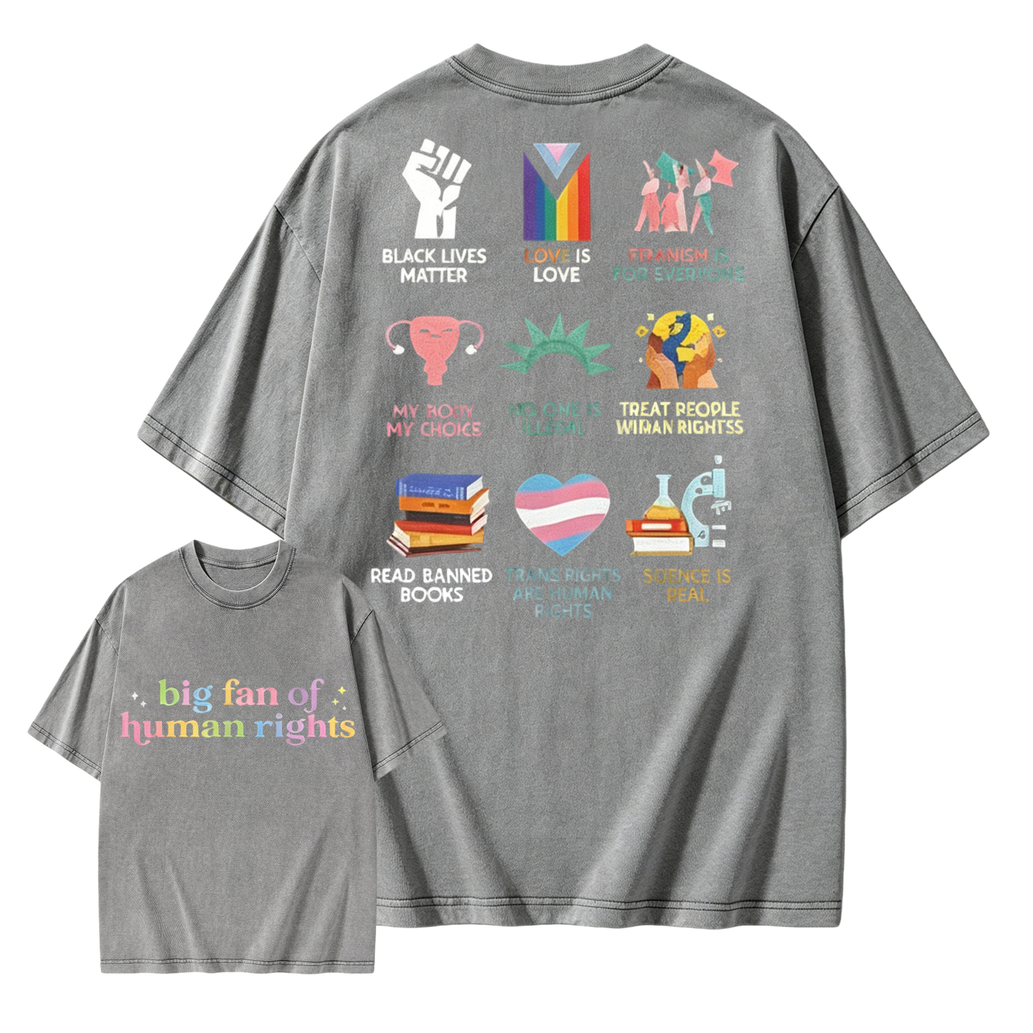Big Fan of Human Rights Oversized Graphic Tee | Equality Progressive Activist Social Justice Shirt