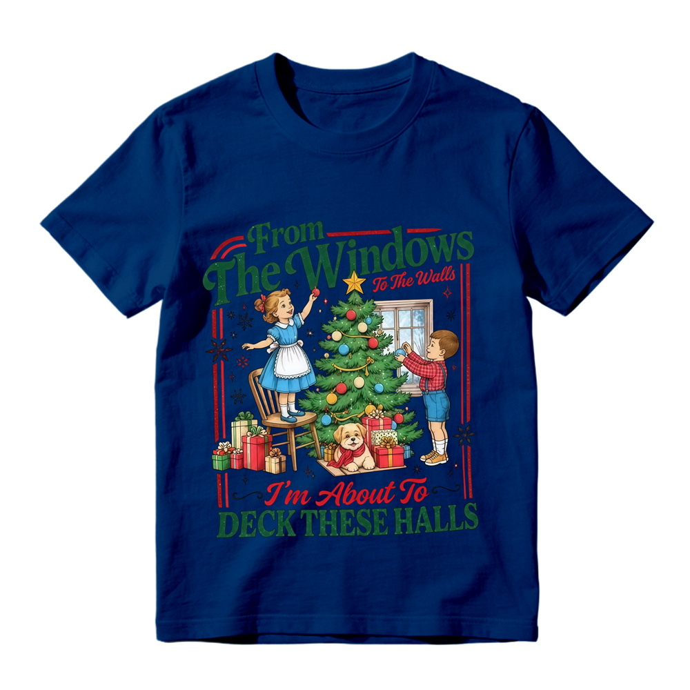 Unisex Retro Christmas Tree Graphic Short Sleeve Tee Holiday Xmas T-Shirt