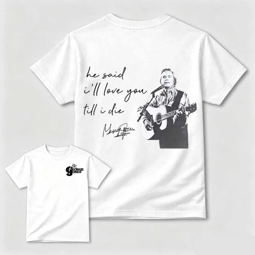 Vintage Country Music Lyric Graphic Tee, Double Sided Print Casual Fan T‑Shirt