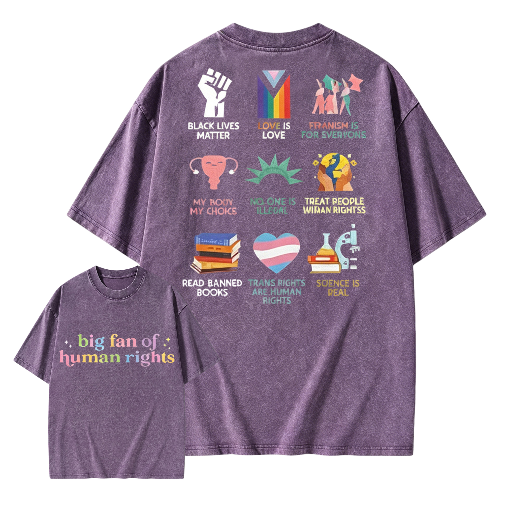 Big Fan of Human Rights Oversized Graphic Tee | Equality Progressive Activist Social Justice Shirt
