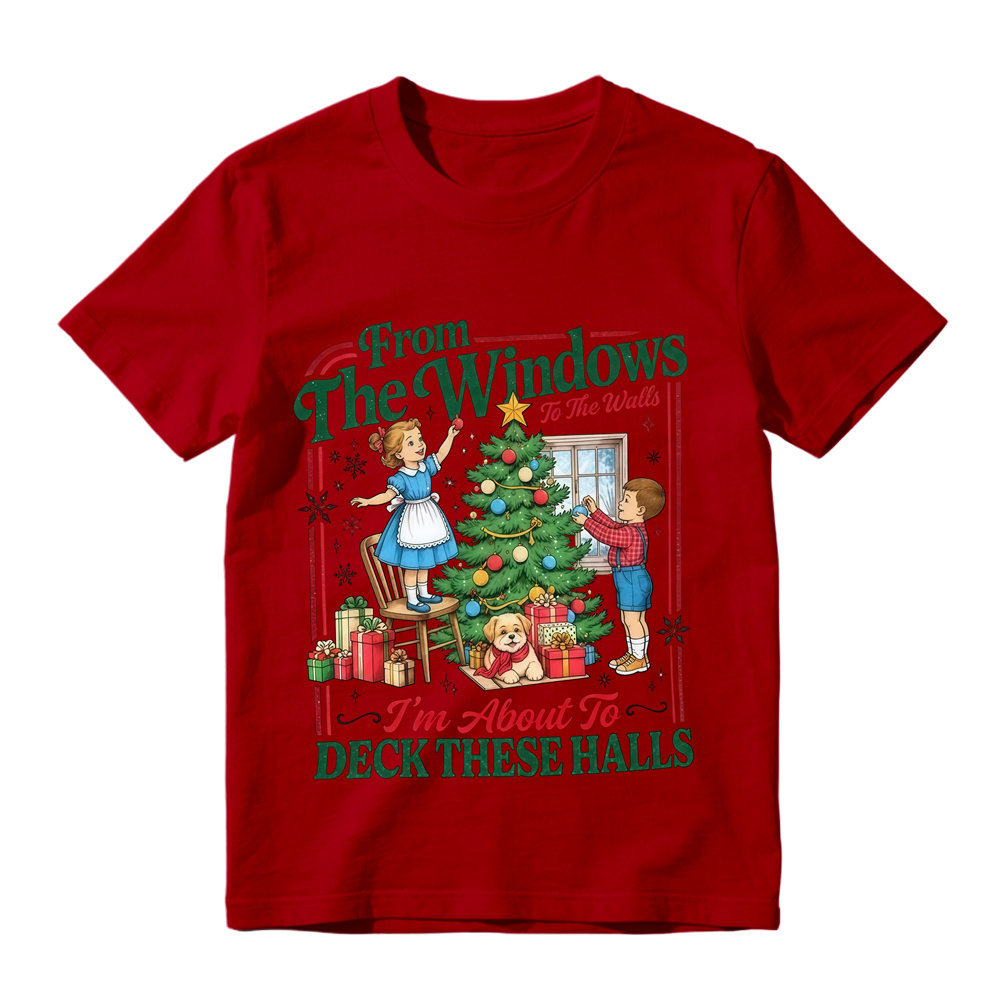 Unisex Retro Christmas Tree Graphic Short Sleeve Tee Holiday Xmas T-Shirt