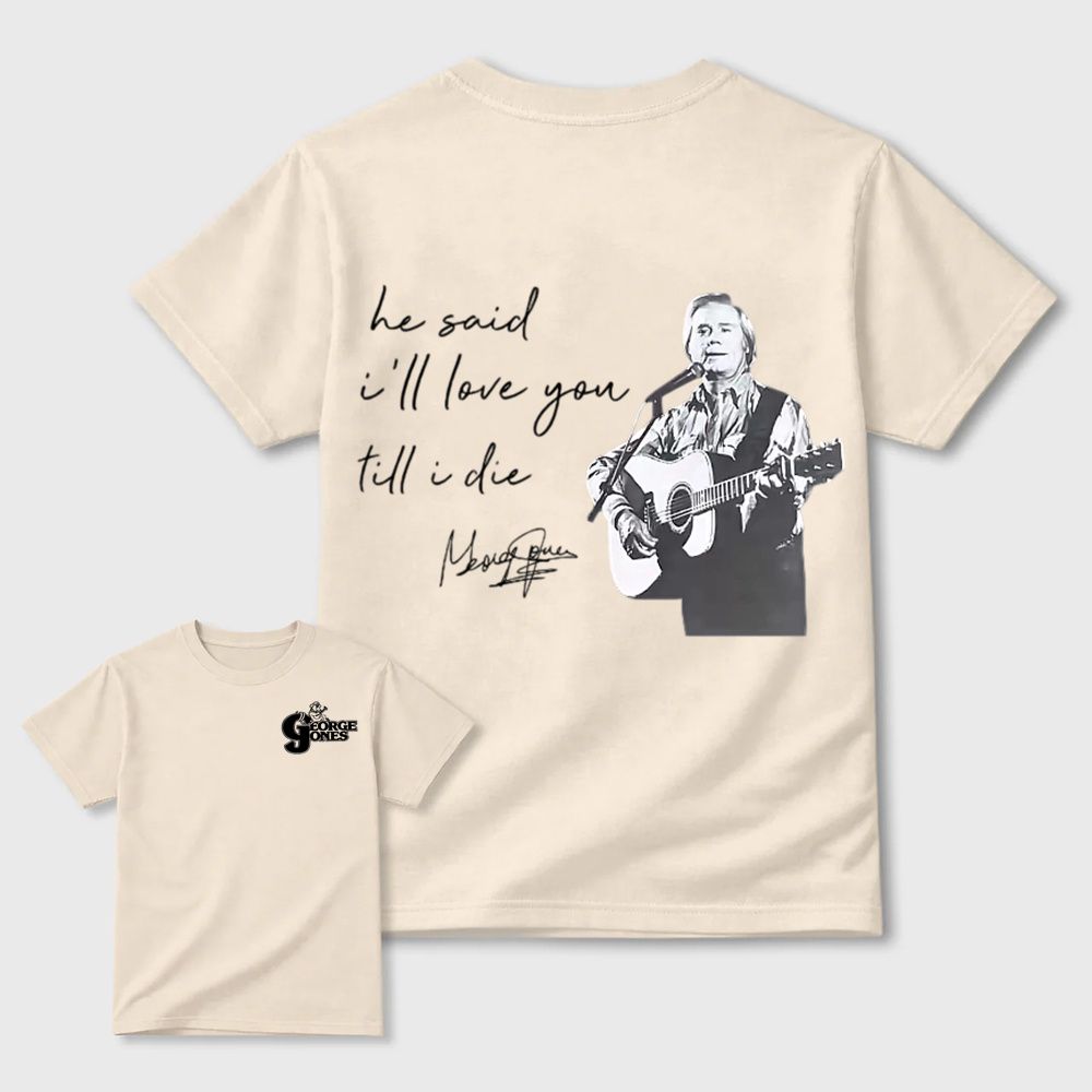 Vintage Country Music Lyric Graphic Tee, Double Sided Print Casual Fan T‑Shirt