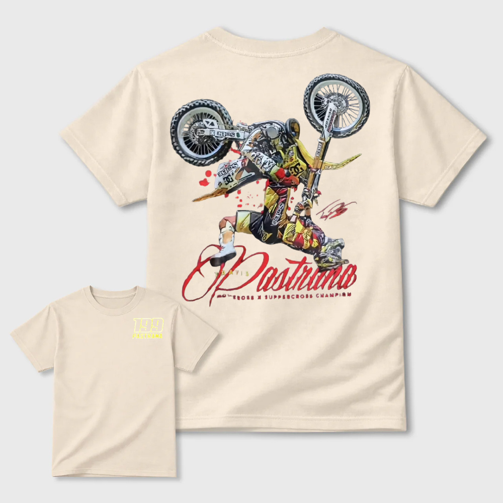 Vintage Motocross Dirt Bike T‑Shirt, Travis Pastrana Supercross Champion Unisex Casual Biker Tee