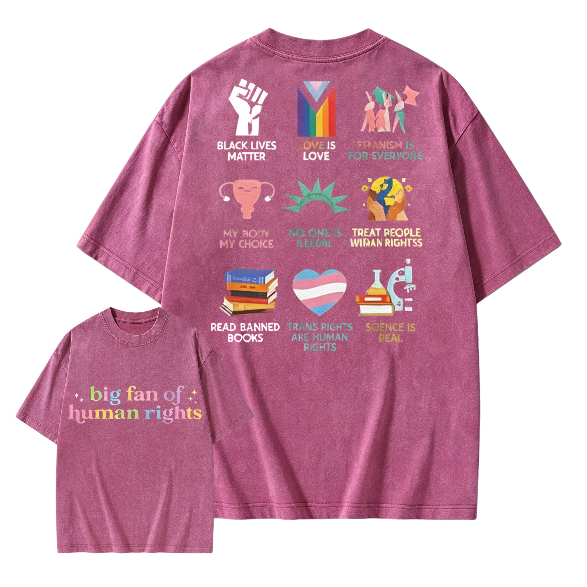 Big Fan of Human Rights Oversized Graphic Tee | Equality Progressive Activist Social Justice Shirt