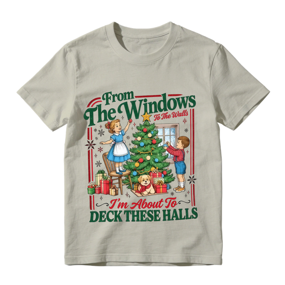 Unisex Retro Christmas Tree Graphic Short Sleeve Tee Holiday Xmas T-Shirt