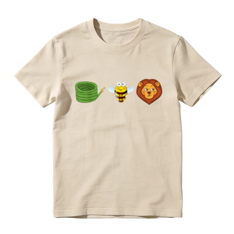Funny Bee & Lion Cartoon Graphic T-Shirt