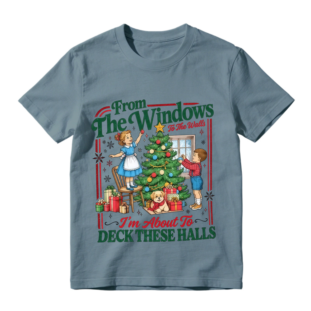 Unisex Retro Christmas Tree Graphic Short Sleeve Tee Holiday Xmas T-Shirt