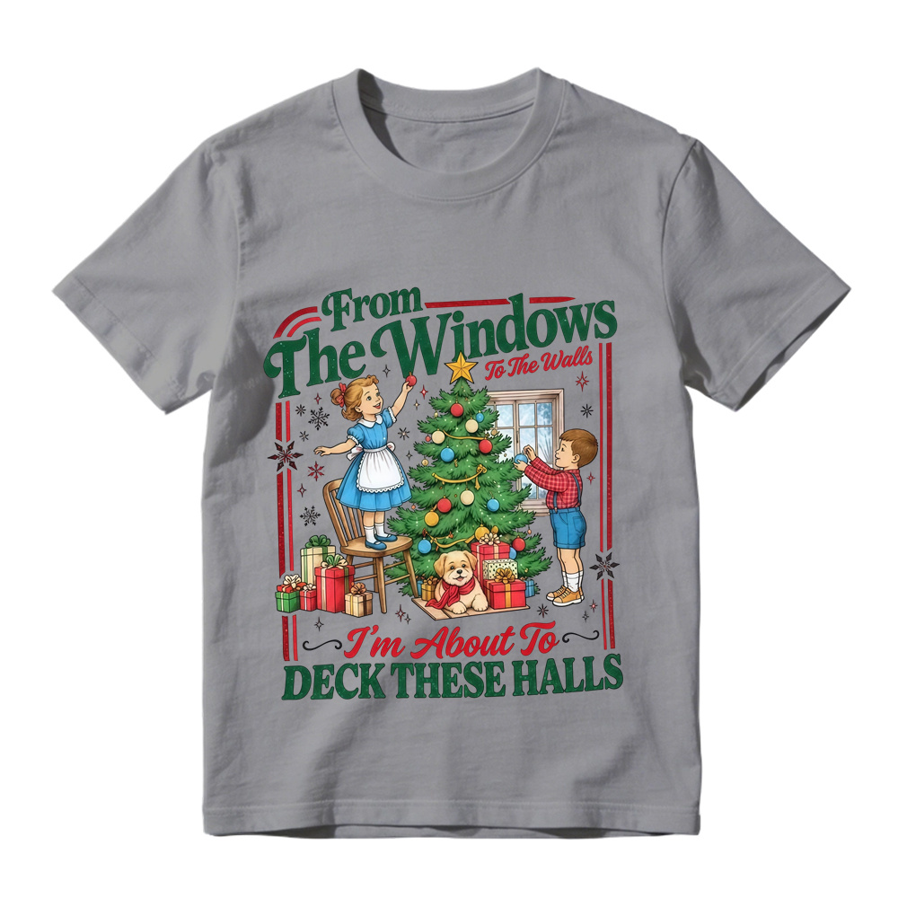Unisex Retro Christmas Tree Graphic Short Sleeve Tee Holiday Xmas T-Shirt