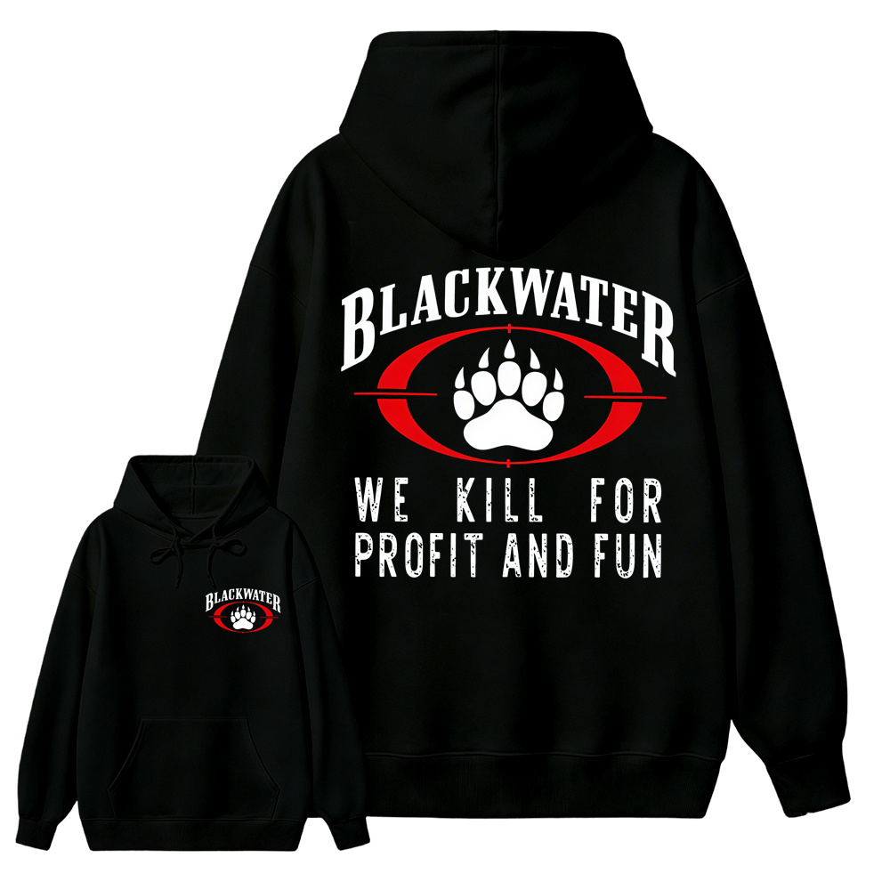 Blackwater Inspired Hoodie, Tactical Graphic Pullover Sweatshirt, Military Style Streetwear Hoodie
