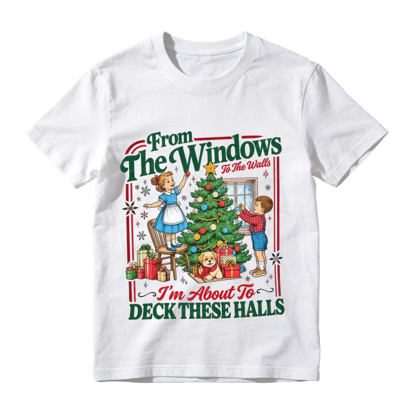 Unisex Retro Christmas Tree Graphic Short Sleeve Tee Holiday Xmas T-Shirt