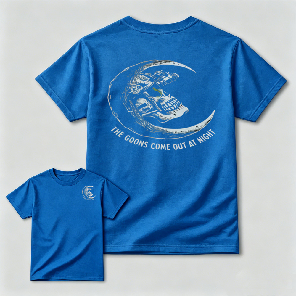 Tactical Skull Night Vision Graphic Tee, The Goons Come Out At Night Moon Men’s T‑Shirt