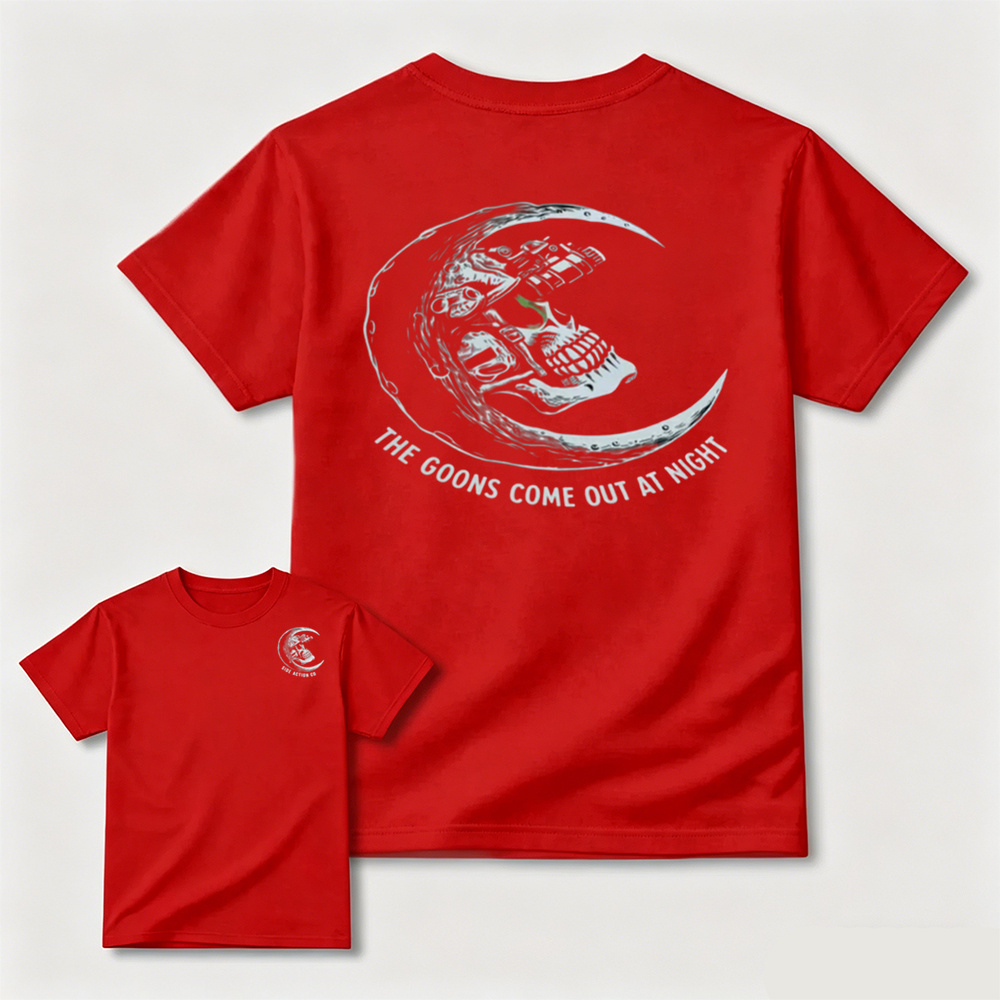 Tactical Skull Night Vision Graphic Tee, The Goons Come Out At Night Moon Men’s T‑Shirt