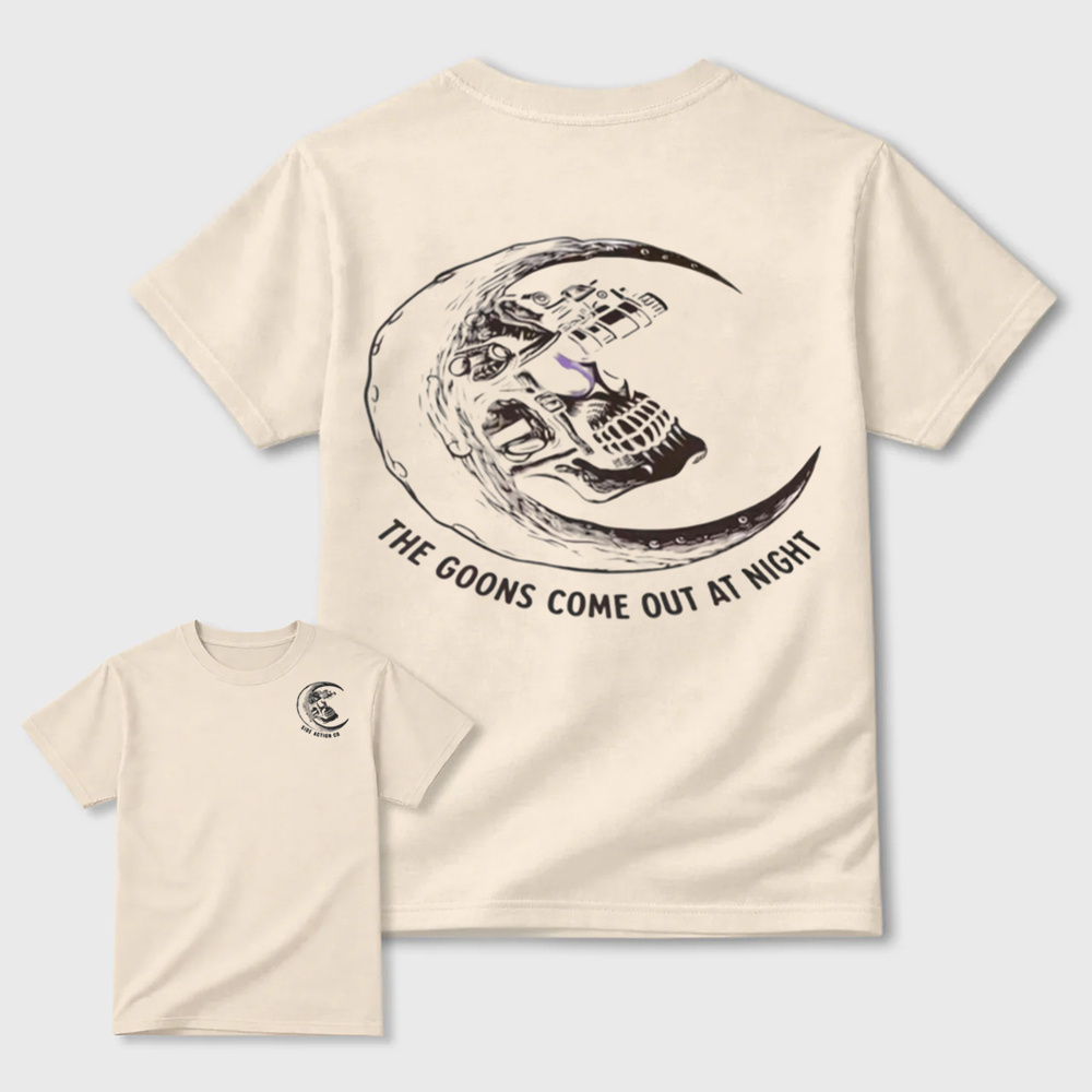 Tactical Skull Night Vision Graphic Tee, The Goons Come Out At Night Moon Men’s T‑Shirt
