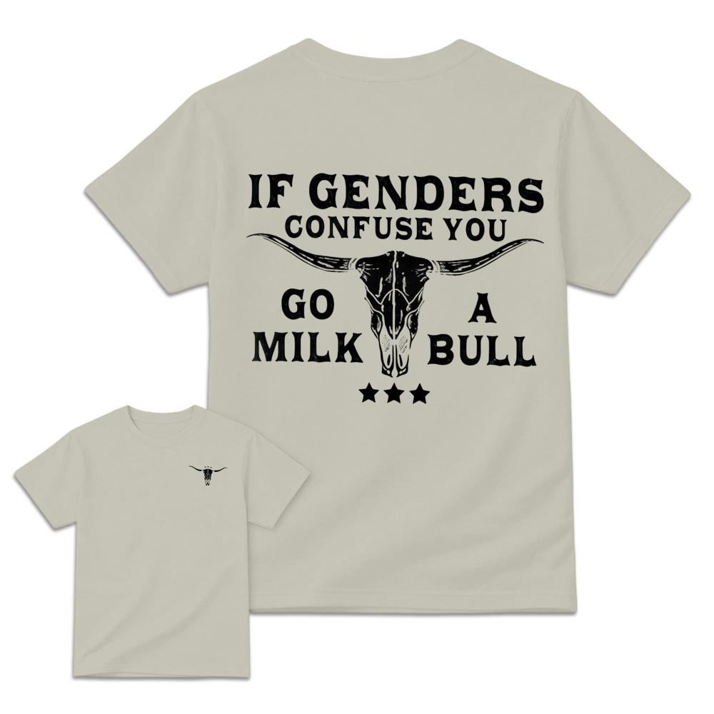 Retro Distressed Bull Skull Art Graphic Tee Unisex Western Back Print T-Shirt