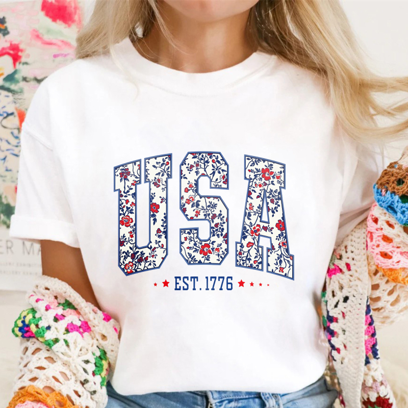 Floral Usa Est 1776 Unisex Classic T-shirt