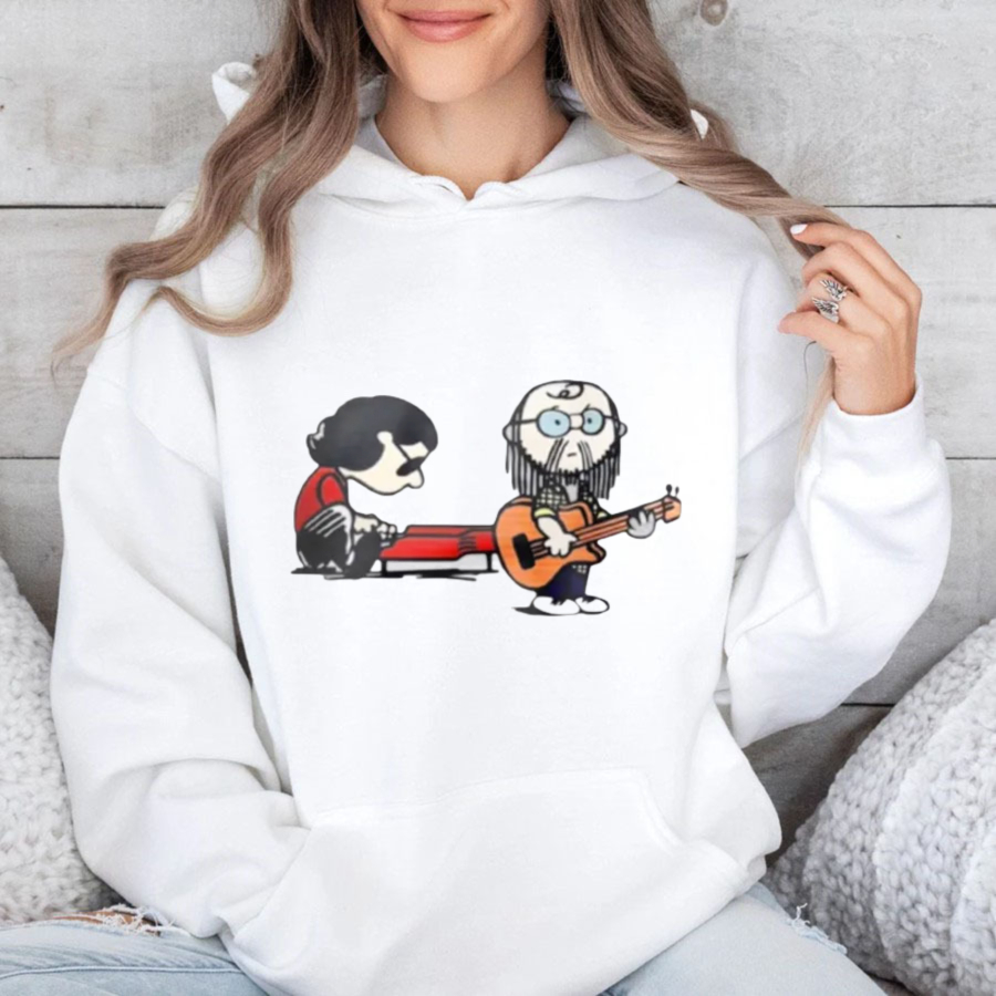 Cartoon Musicians Playing Guitar And Keyboard Unisex Classic Hoodie