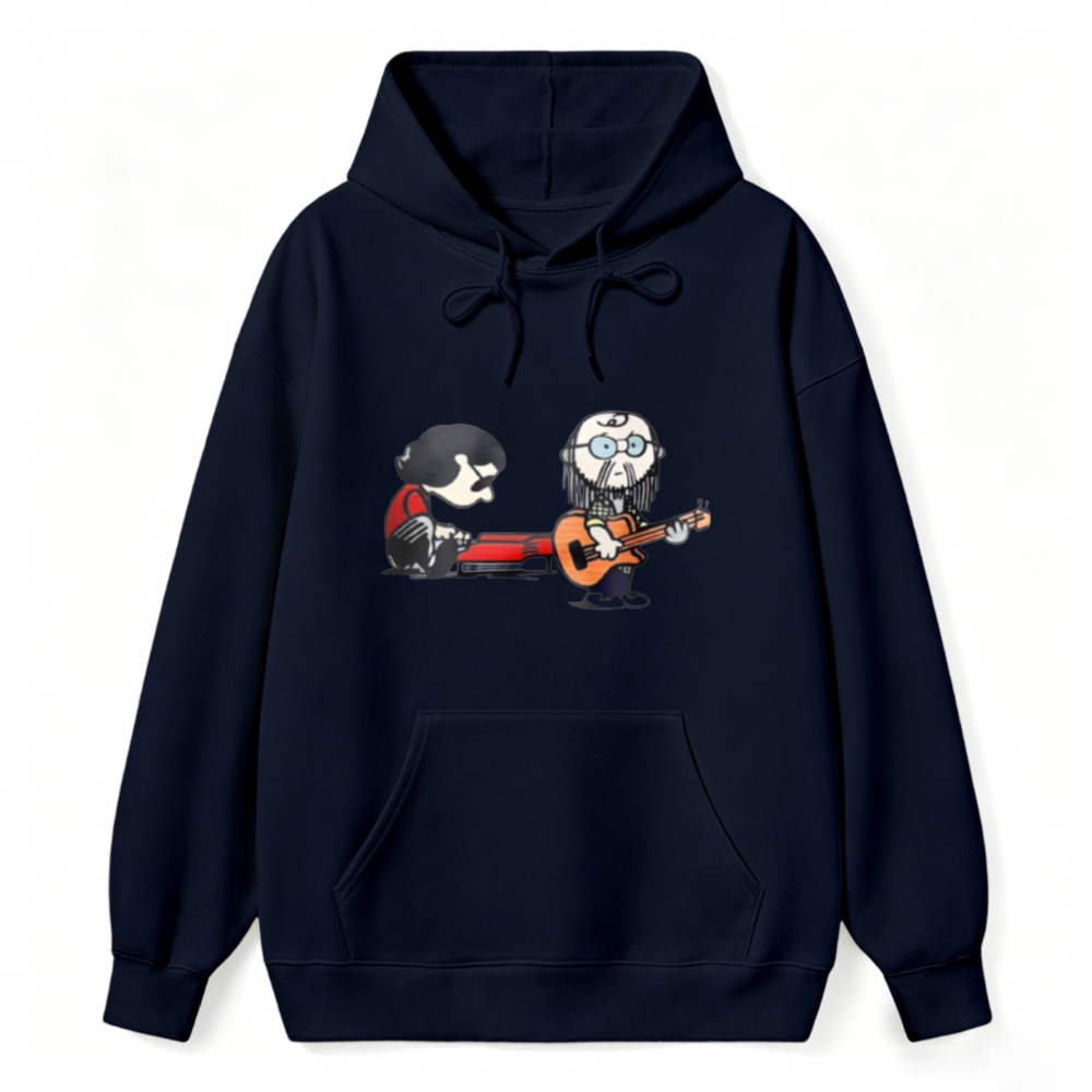Cartoon Musician Duo Playing Guitar And Keyboard Unisex Classic Hoodie