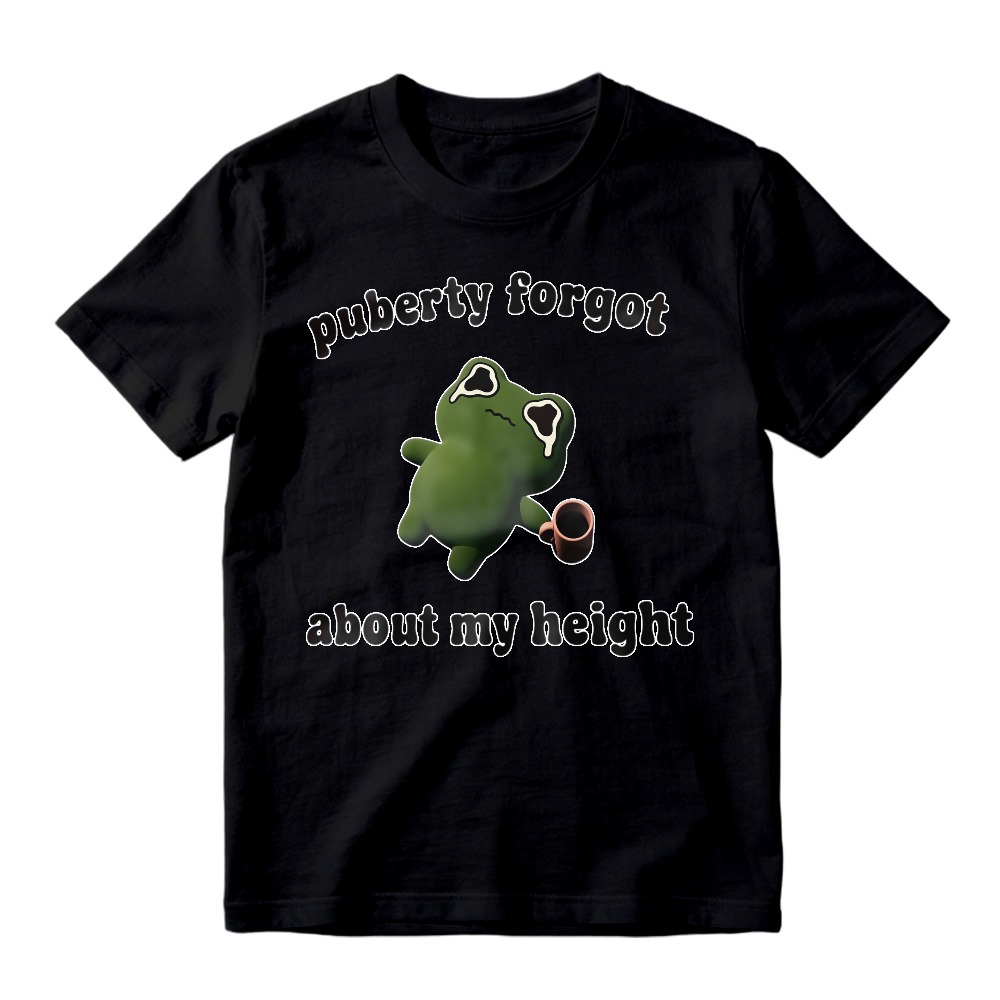 Frog With Coffee Cup Puberty Forgot About My Height T-shirt