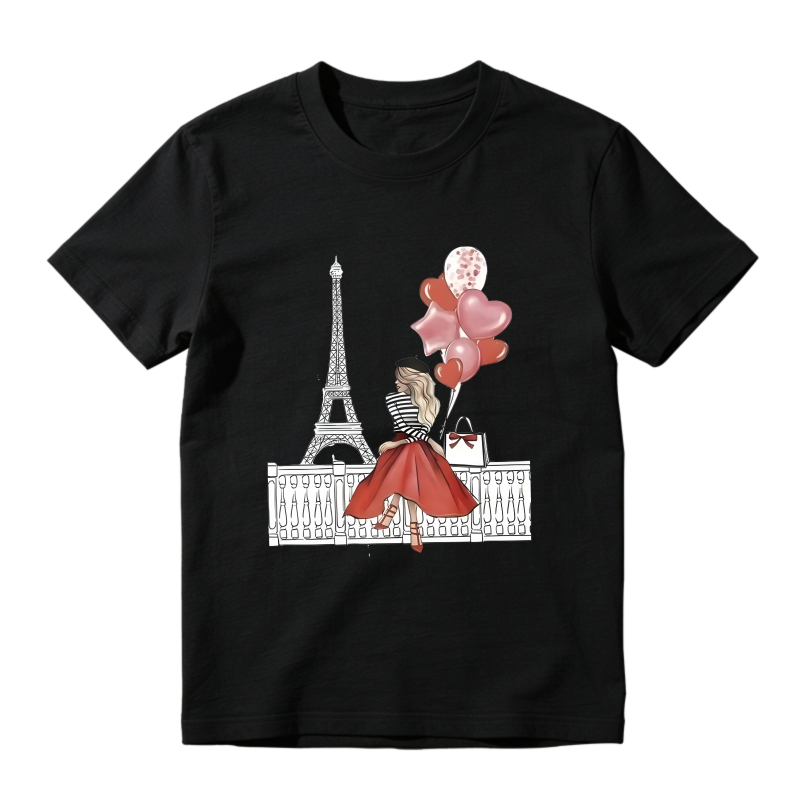 Paris Eiffel Tower Girl With Balloons T-shirt
