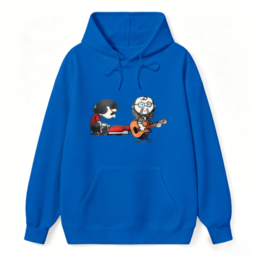 Cartoon Musicians Playing Guitar And Keyboard Unisex Classic Hoodie