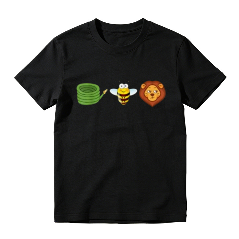 Funny Bee & Lion Cartoon Graphic T-Shirt