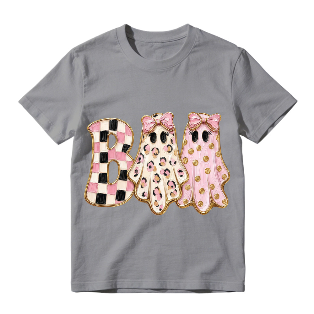 Retro Checker Leopard Ghost Halloween BOO Unisex Short Sleeve Graphic Tee