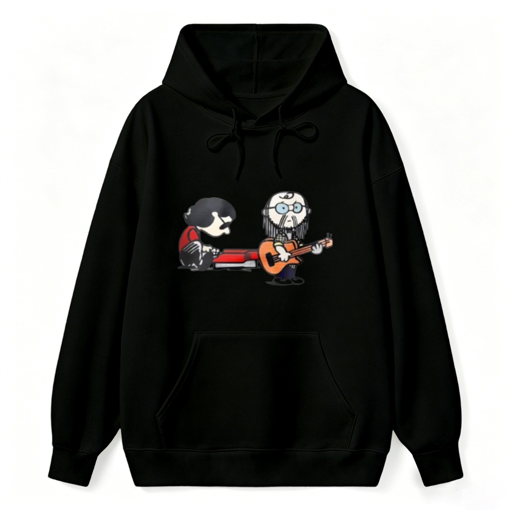 Cartoon Musicians Playing Guitar And Keyboard Unisex Classic Hoodie