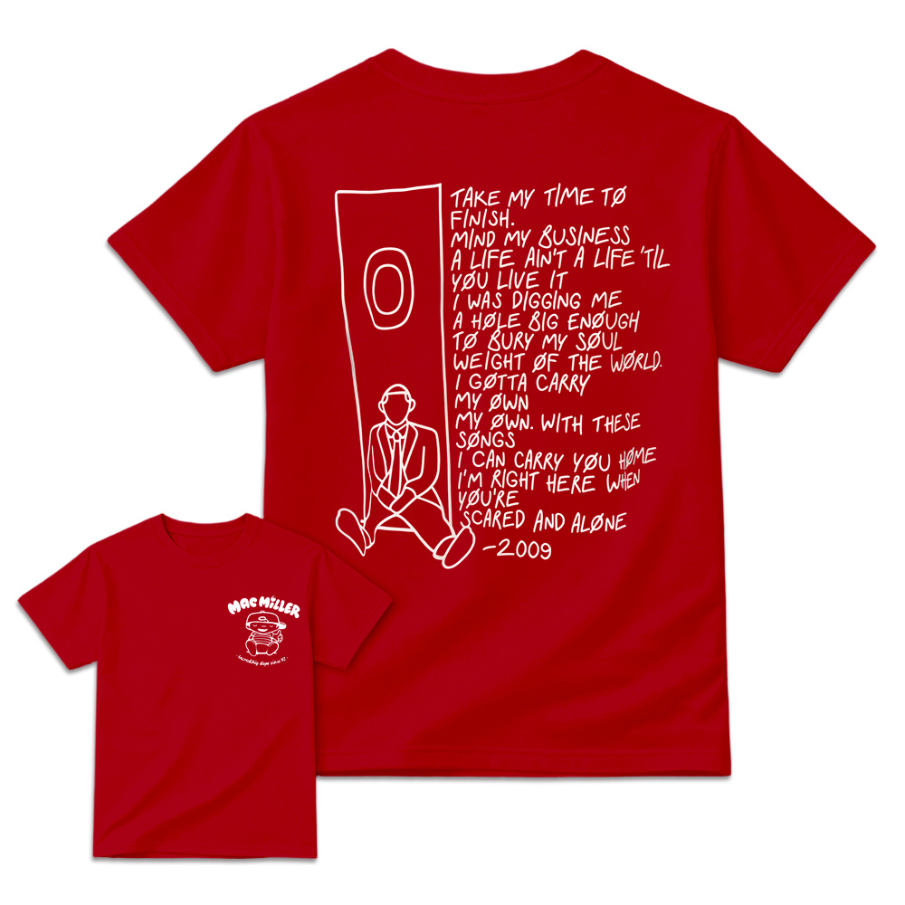 Mac Miller Pocket Logo Shirt | 2009 Song Lyrics Back Print Tee
