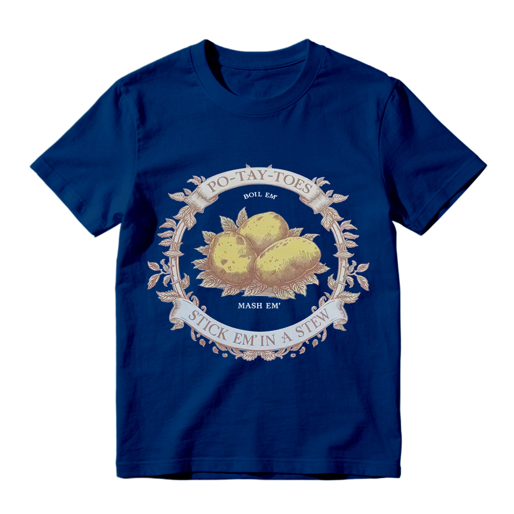 Vintage Wreath Potato Graphic T-Shirt Unisex Farm Vegetable Casual Short Sleeve Tee
