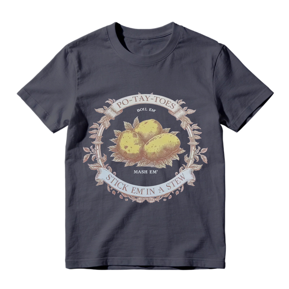 Vintage Wreath Potato Graphic T-Shirt Unisex Farm Vegetable Casual Short Sleeve Tee