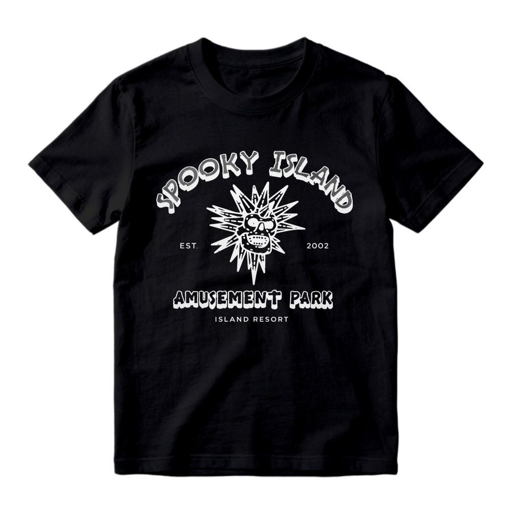 Spooky Island Amusement Park Skull Sun Design T-shirt