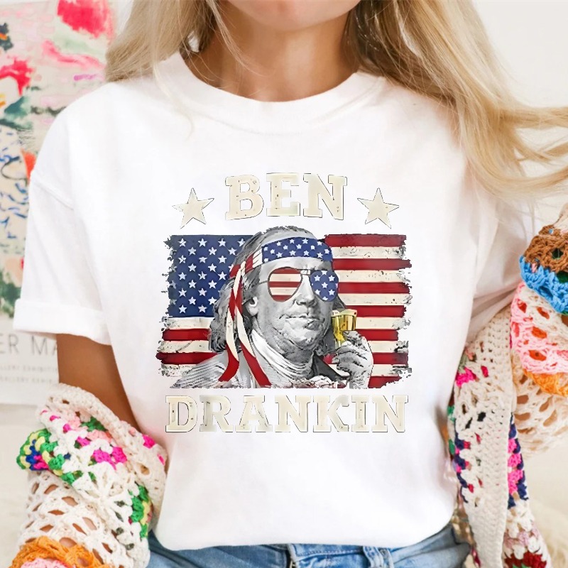 Ben Franklin American Flag Drinking T-shirt