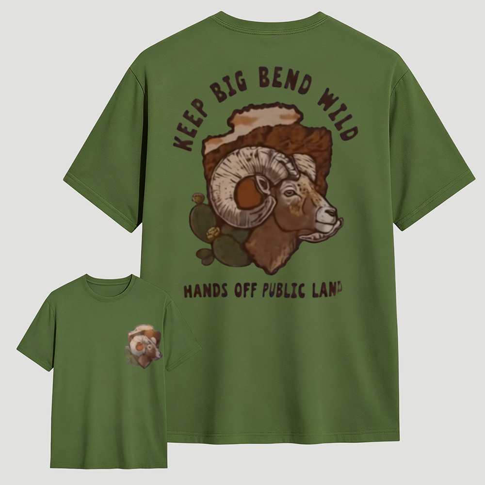 Vintage Bighorn Sheep Graphic Tee, Keep Big Bend Wild Outdoor Nature Conservation T-Shirt