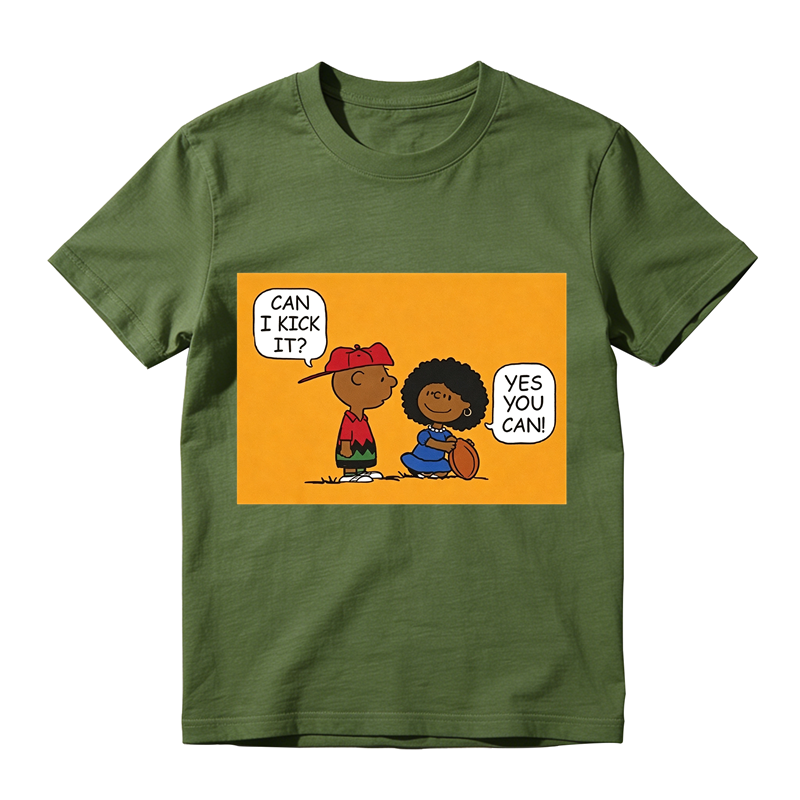 Can I Kick It Yes You Can Funny Cartoon Football Graphic T‑Shirt