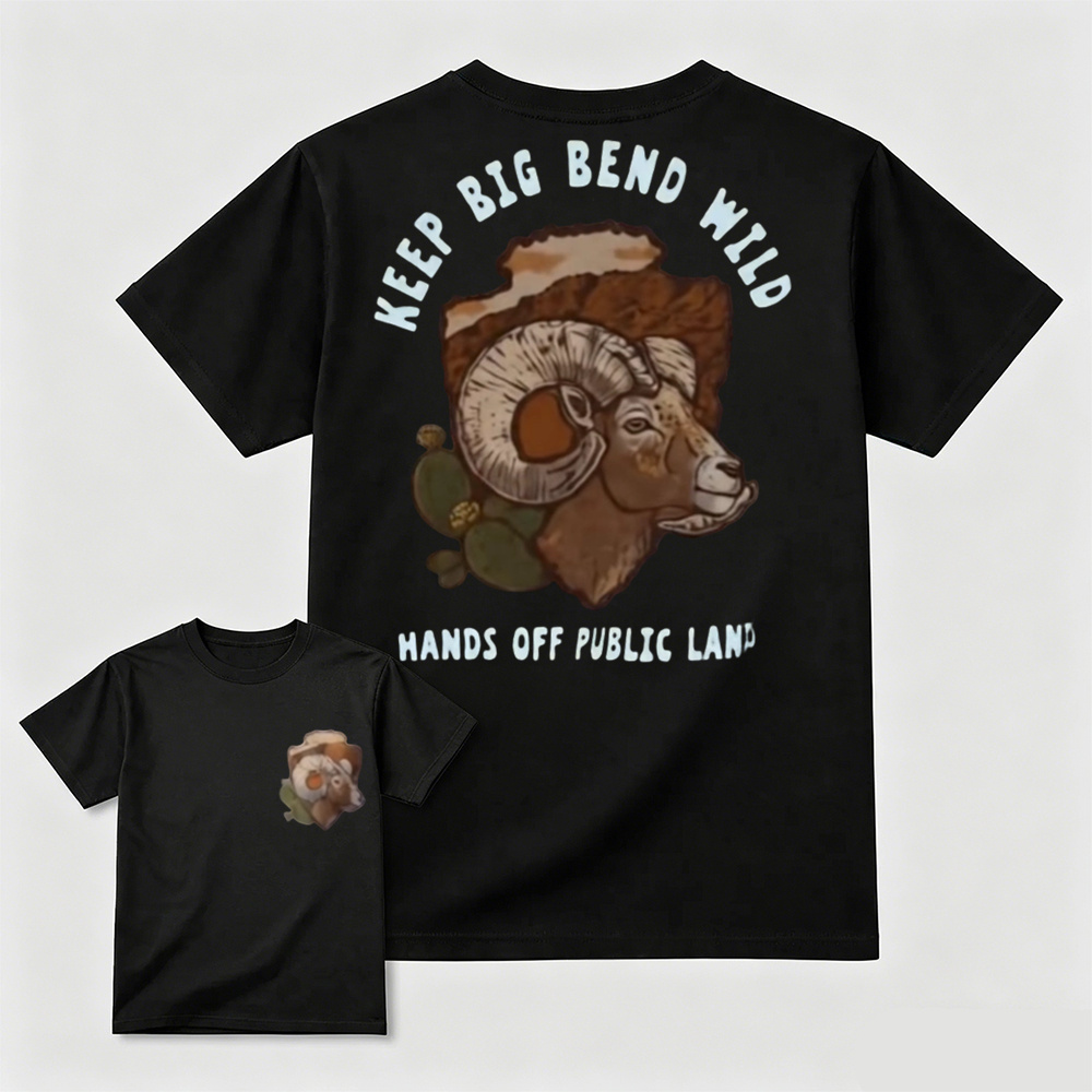 Vintage Bighorn Sheep Graphic Tee, Keep Big Bend Wild Outdoor Nature Conservation T-Shirt