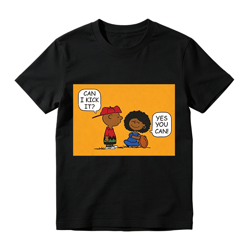 Can I Kick It Yes You Can Funny Cartoon Football Graphic T‑Shirt