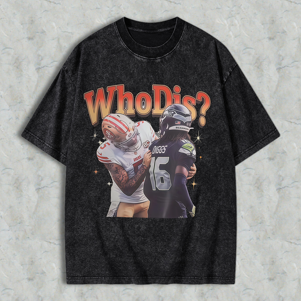 Who Dis Football Rivalry Graphic Washed T-shirt - Funny Football Player Meme Sports Washed Tee